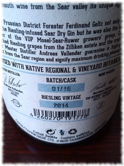 Ferdinand's Saar White Vermouth Rücketikett