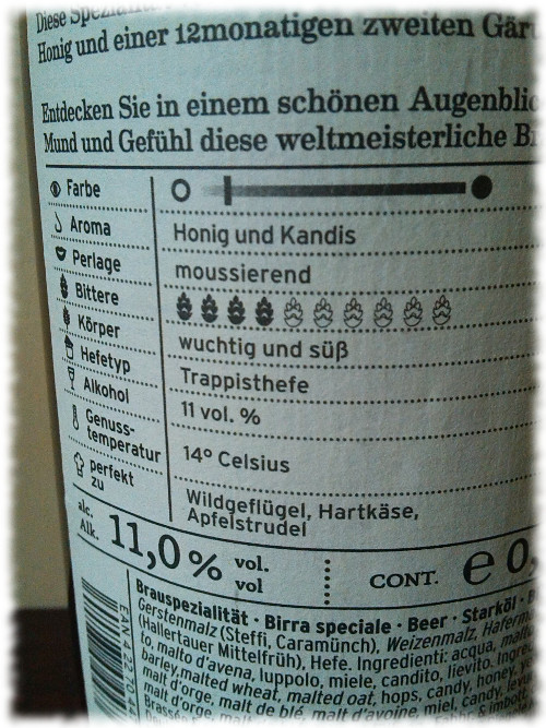 Riegele Dulcis 12 Rücketikett