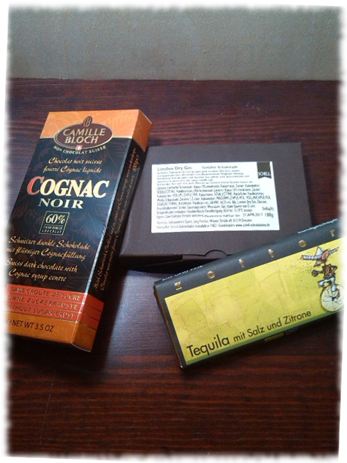 Mit Spirituosen gefüllte Schokolade