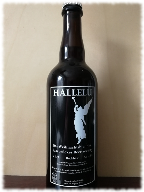 Hallelu Weihnachtsbier der Saarbrücker Beer Society 2017 Flasche