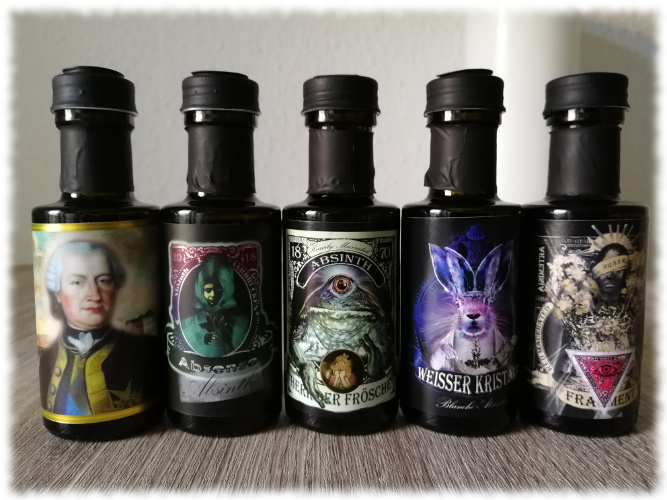 SaarWhisky Absinthe Absense, Herr der Frösche, Fürst von Absinth, Fragment und Weisser Kristall