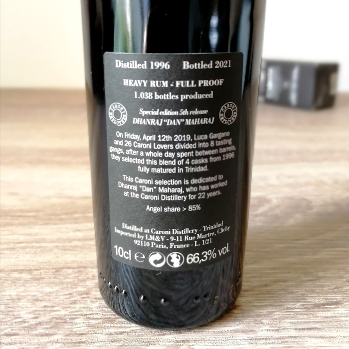 Velier Caroni Heavy Rum "Employees" Special Edition 5th Release (VSGB) Dhanraj "Dan" Maharaj Rücketikett