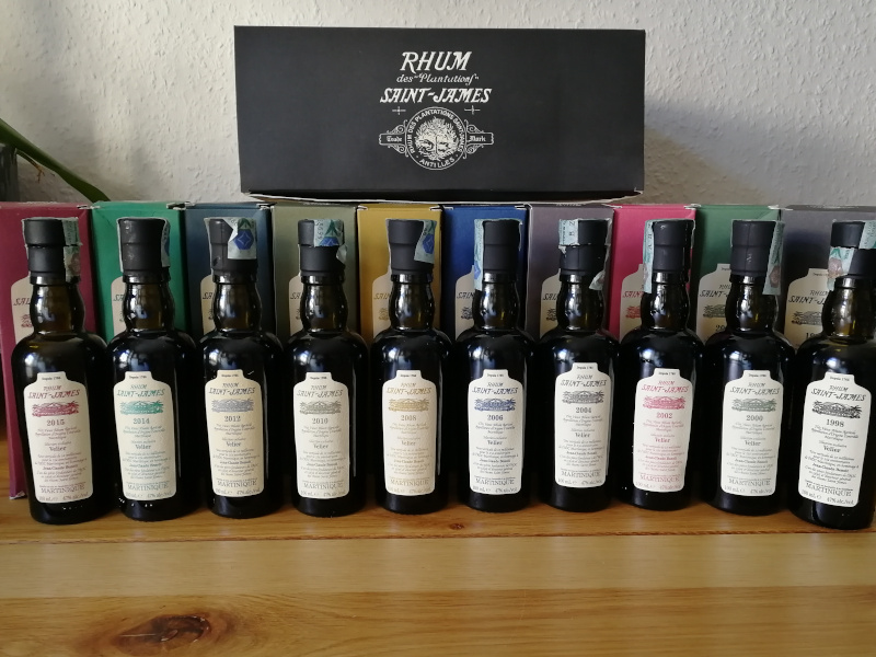 Verticale Velier Rhum Vieux A.O.C. Martinique Millésimes Saint-James