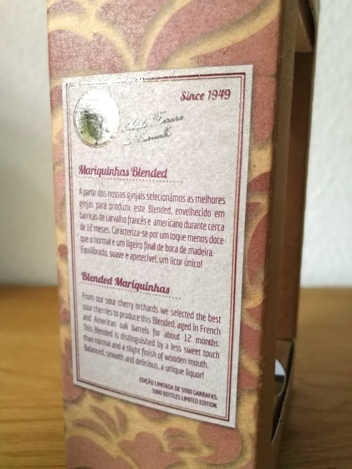 Mariquinhas Licor de Ginja Blended Reserve Rücketikett