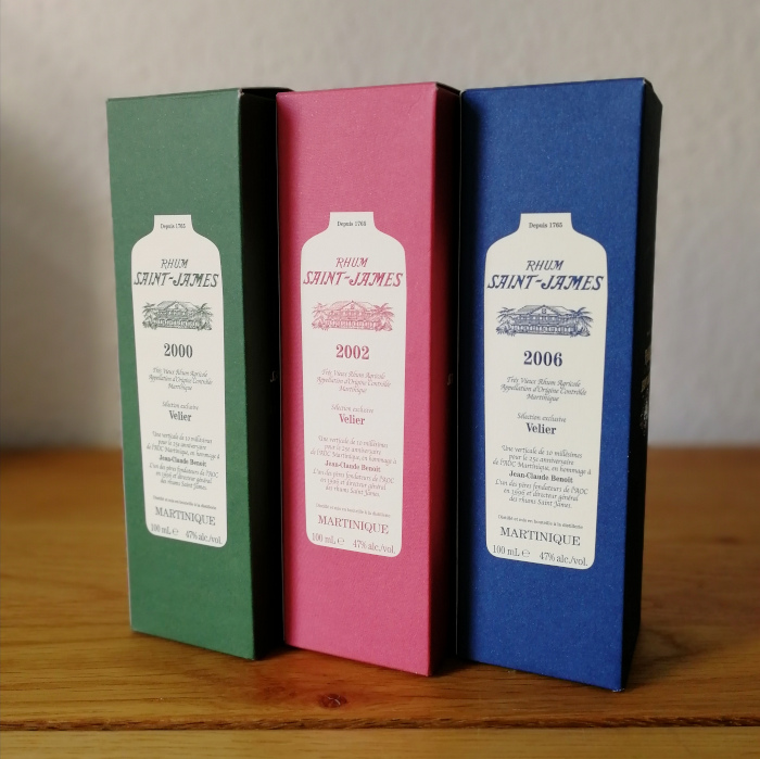 Saint-James Très Vieux Rhum Agricole Millésimes 2000, 2002 und 2006 Kartons