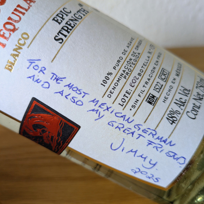 Cachasol Tequila Blanco Epic Strength Widmung Jimmy